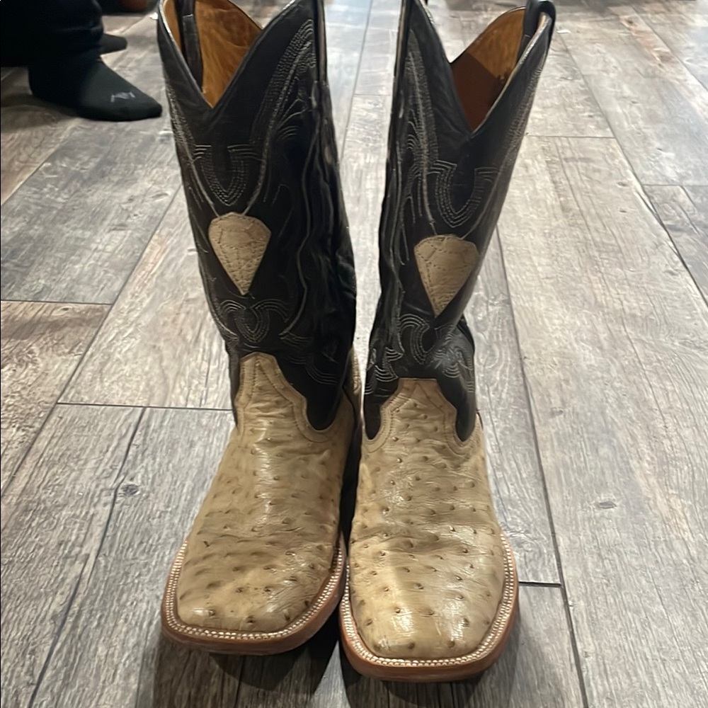 Men's Tan Ostrich Leather Cowboy Boots